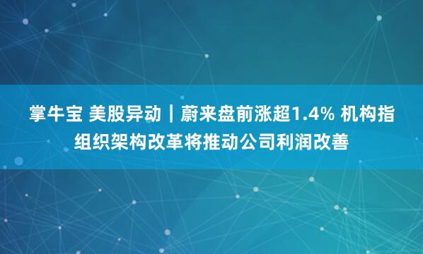 掌牛宝 美股异动｜蔚来盘前涨超1.4% 机构指组织架构改革将推动公司利润改善